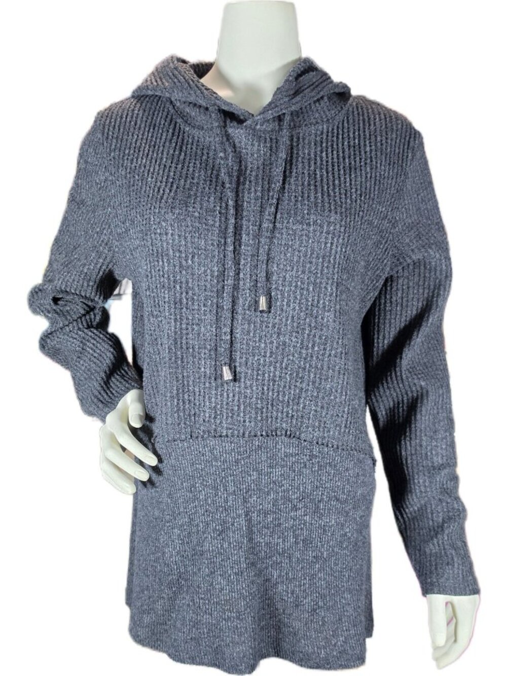 Keren Hart Waffle Knit Pullover Hoodie XL Charcoal